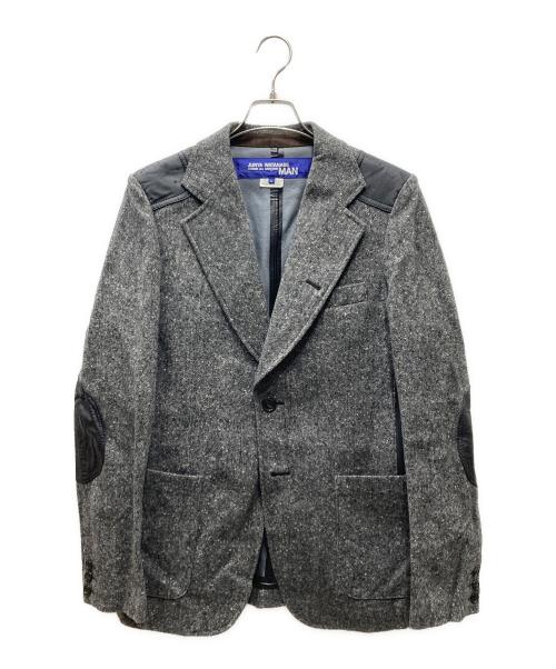 COMME des GARCONS JUNYA WATANABE MAN（コム デ ギャルソン ジュンヤ ワタナベ マン）COMME des GARCONS JUNYA WATANABE MAN (コム デ ギャルソン ジュンヤ ワタナベ マン) ウール混 エルボーパッチ テーラードジャケット グレー サイズ:SIZE Lの古着・服飾アイテム