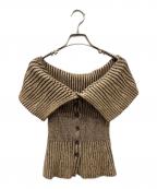 Snidelスナイデル）の古着「フロント釦オフショルニットプルオーバー」｜ブラウン