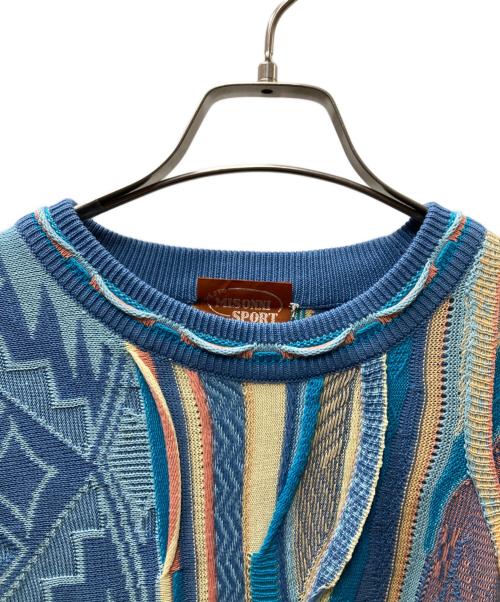 missoni sports（ミッソーニスポーツ）missoni sports (ミッソーニスポーツ) 3Dニット ブルー×ベージュ サイズ:不明(表記無)の古着・服飾アイテム
