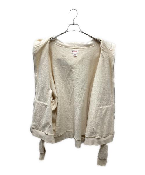 KAMIYA（カミヤ）KAMIYA (カミヤ) BORO COTTON KNIT PULLOVER パーカー アイボリー サイズ:Ｌの古着・服飾アイテム