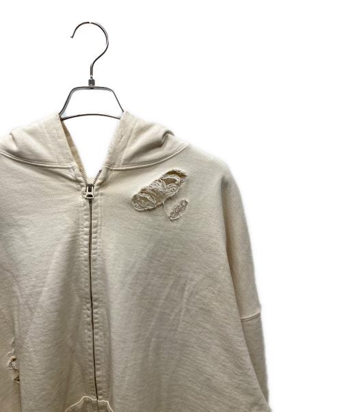 KAMIYA（カミヤ）KAMIYA (カミヤ) BORO COTTON KNIT PULLOVER パーカー アイボリー サイズ:Ｌの古着・服飾アイテム