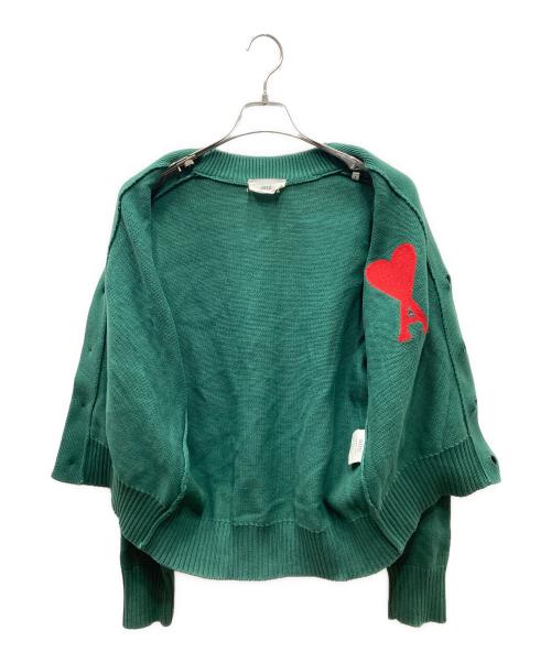 AMI Alexandre Mattiussi（アミアレクサンドルマテュッシ）AMI Alexandre Mattiussi (アミアレクサンドルマテュッシ) ハートロゴコットンウールカーディガン グリーン サイズ:Sの古着・服飾アイテム