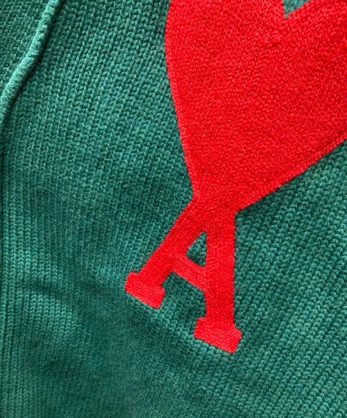 AMI Alexandre Mattiussi（アミアレクサンドルマテュッシ）AMI Alexandre Mattiussi (アミアレクサンドルマテュッシ) ハートロゴコットンウールカーディガン グリーン サイズ:Sの古着・服飾アイテム