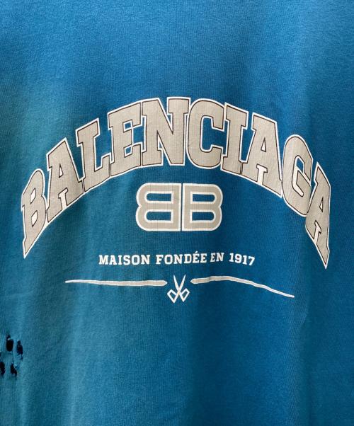 BALENCIAGA（バレンシアガ）BALENCIAGA (バレンシアガ) ヴィンテージクラッシュ加工 ロングスリーブ Tシャツ グリーン サイズ:Lの古着・服飾アイテム