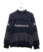 UNDERCOVERアンダーカバー）の古着「19AW 編地替配色ハイネックニット」｜ブラック×グレー