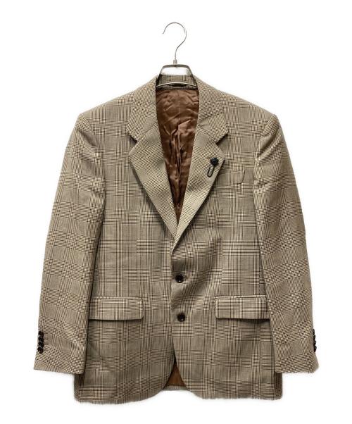 LARDINI（ラルディーニ）LARDINI (ラルディーニ) ウール チェックテーラードジャケット ブラウン サイズ:44の古着・服飾アイテム