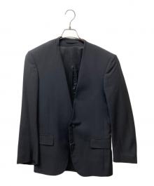 LARDINI（ラルディーニ）の古着「ウールシルク ノーカラージャケット」｜ブラック