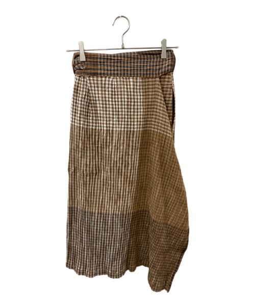 I.S.（アイエス）I.S. (アイエス) チェックスカート ブラウン×ホワイト サイズ:9の古着・服飾アイテム
