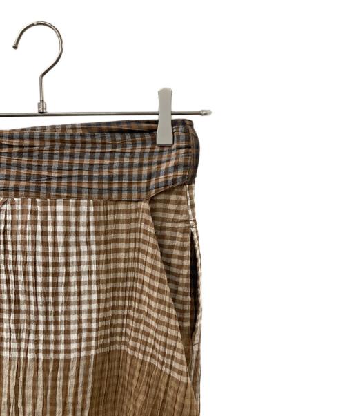 I.S.（アイエス）I.S. (アイエス) チェックスカート ブラウン×ホワイト サイズ:9の古着・服飾アイテム