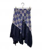 tricot COMME des GARCONSトリココムデギャルソン）の古着「チェック切替スカート」｜ネイビー×パープル