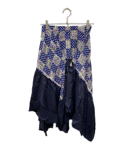 tricot COMME des GARCONS（トリココムデギャルソン）tricot COMME des GARCONS (トリココムデギャルソン) チェック切替スカート ネイビー×パープル サイズ:Freeの古着・服飾アイテム