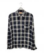 SUGAR CANEシュガーケーン）の古着「RAYON OMBRE CHECK OPEN SHIRT」｜ブラック