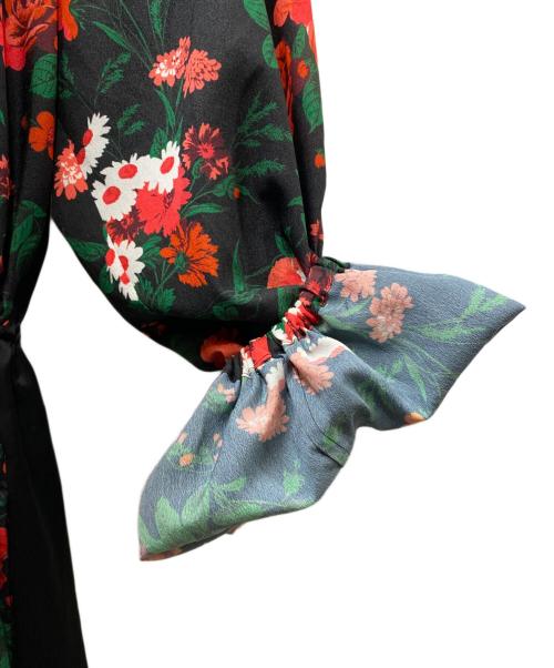 INSCRIRE（アンスクリア）INSCRIRE (アンスクリア) 花柄ワンピース ブラック×レッド サイズ:36の古着・服飾アイテム