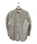 IRENEアイレネ）の古着「Mole Fur Tweed Shirt Jacket」｜ホワイト×ブルー