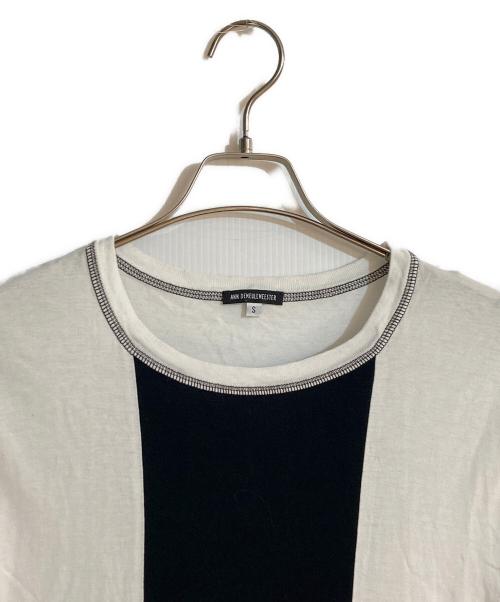 ANN DEMEULEMEESTER（アンドゥムルメステール）ANN DEMEULEMEESTER (アンドゥムルメステール) バイカラーTee ホワイト×ブラック サイズ:Sの古着・服飾アイテム