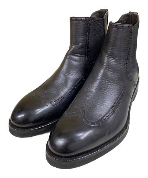 ERMENEGILDO ZEGNA（エルメネジルド・ゼニア）Ermenegildo Zegna (エルメネジルド・ゼニア) ウイングチップサイドゴアブーツ ブラック サイズ:8 1/2の古着・服飾アイテム
