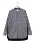 WHITE MOUNTAINEERING（ホワイトマウンテ二アニング）の古着「TRIPE STAND COLLAR LONG SHIRT ストライプシャツ」｜ブルー