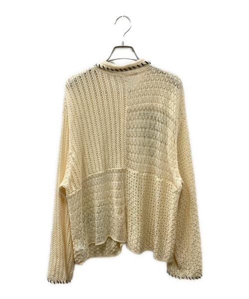 LEINWANDE（ラインヴァンド）LEINWANDE (ラインヴァンド) Olive Crochet Shirts ベージュ×グリーン サイズ:Freeの古着・服飾アイテム