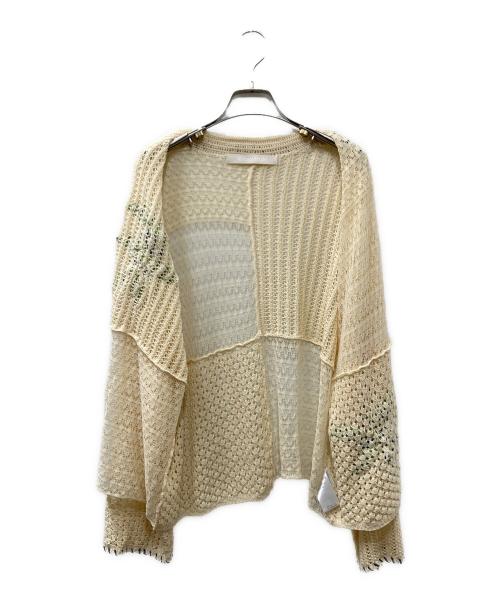 LEINWANDE（ラインヴァンド）LEINWANDE (ラインヴァンド) Olive Crochet Shirts ベージュ×グリーン サイズ:Freeの古着・服飾アイテム