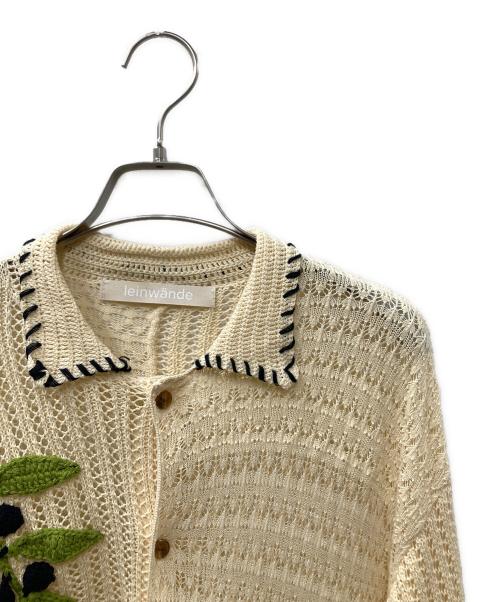 LEINWANDE（ラインヴァンド）LEINWANDE (ラインヴァンド) Olive Crochet Shirts ベージュ×グリーン サイズ:Freeの古着・服飾アイテム