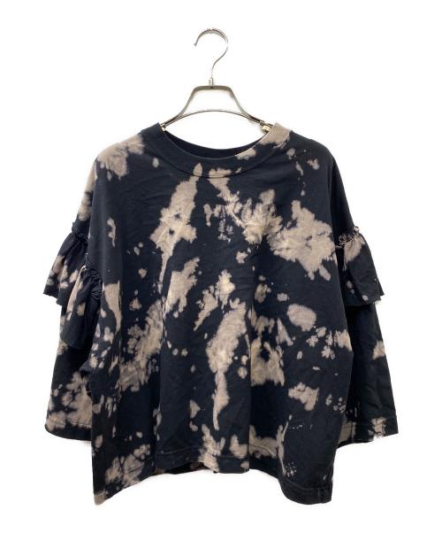 mag. by c（マグバイシー）mag. by c (マグバイシー) ブリーチタイダイフリルカットソーブラウス ブラック×グレー サイズ:FREEの古着・服飾アイテム
