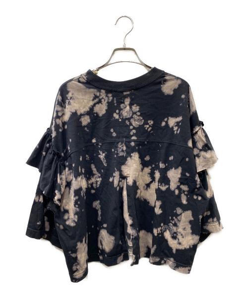 mag. by c（マグバイシー）mag. by c (マグバイシー) ブリーチタイダイフリルカットソーブラウス ブラック×グレー サイズ:FREEの古着・服飾アイテム