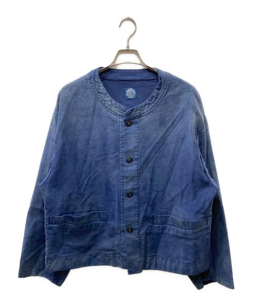 Porter Classic（ポータークラシック）Porter Classic (ポータークラシック) MOLESKIN NO-COLLAR JACKET インディゴ サイズ:XLの古着・服飾アイテム