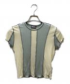 DIESELディーゼル）の古着「S/Sリブカットソー」｜ブルー×ホワイト