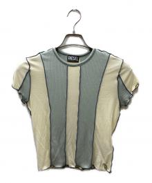 DIESEL（ディーゼル）の古着「S/Sリブカットソー」｜ブルー×ホワイト