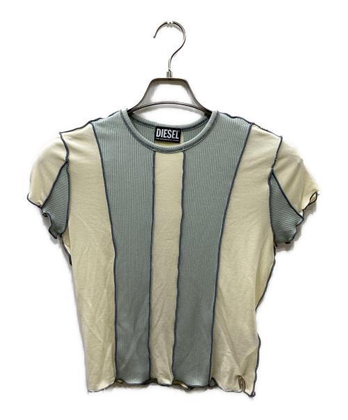 DIESEL（ディーゼル）DIESEL (ディーゼル) S/Sリブカットソー ブルー×ホワイト サイズ:Sの古着・服飾アイテム