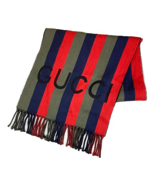 GUCCI（グッチ）GUCCI (グッチ) ストライプウールマフラー マルチカラーの古着・服飾アイテム