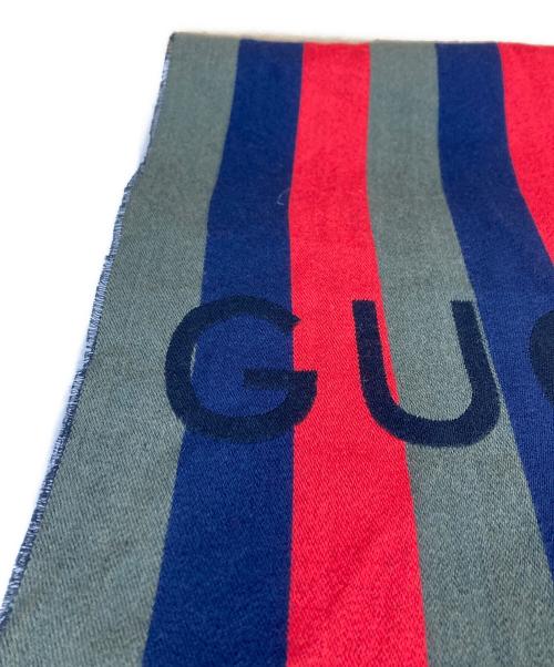 GUCCI（グッチ）GUCCI (グッチ) ストライプウールマフラー マルチカラーの古着・服飾アイテム