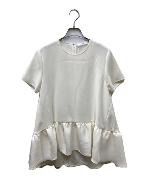 YOKO CHAN（ヨーコチャン）YOKO CHAN (ヨーコチャン) ハーフスリーブ ヘムギャザーブラウス ホワイト サイズ:40の古着・服飾アイテム