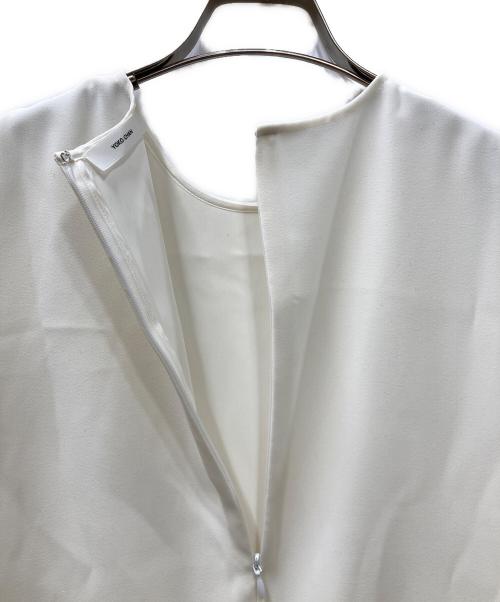 YOKO CHAN（ヨーコチャン）YOKO CHAN (ヨーコチャン) ハーフスリーブ ヘムギャザーブラウス ホワイト サイズ:40の古着・服飾アイテム