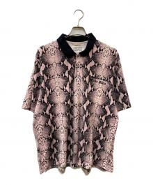 WACKO MARIA（ワコマリア）の古着「22SS PYTHON VELOUR POLO SHIRT パイソン柄ポロシャツ」｜ブラック×ピンク