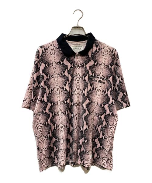 WACKO MARIA（ワコマリア）WACKO MARIA (ワコマリア) 22SS PYTHON VELOUR POLO SHIRT パイソン柄ポロシャツ ブラック×ピンク サイズ:Ｌの古着・服飾アイテム