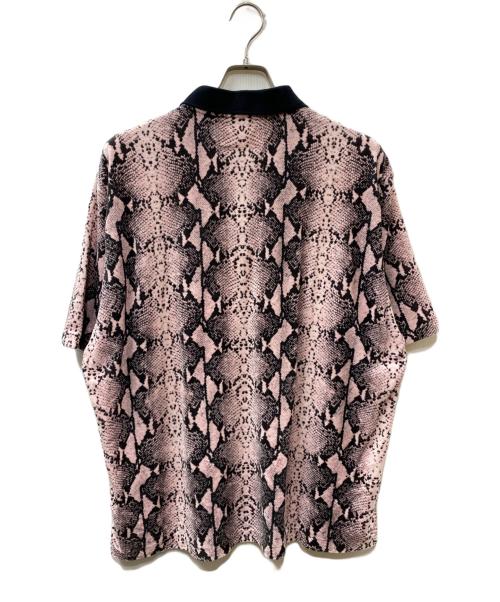 WACKO MARIA（ワコマリア）WACKO MARIA (ワコマリア) 22SS PYTHON VELOUR POLO SHIRT パイソン柄ポロシャツ ブラック×ピンク サイズ:Ｌの古着・服飾アイテム