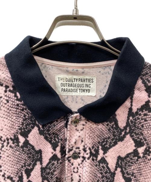 WACKO MARIA（ワコマリア）WACKO MARIA (ワコマリア) 22SS PYTHON VELOUR POLO SHIRT パイソン柄ポロシャツ ブラック×ピンク サイズ:Ｌの古着・服飾アイテム