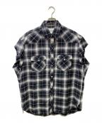 TAKAHIROMIYASHITA TheSoloIst.タカヒロミヤシタ ザソロイスト）の古着「cut off sleeve western shirt ウエスタンノースリーブシャツ」｜ブラック