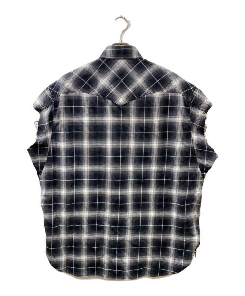 TAKAHIROMIYASHITA TheSoloIst.（タカヒロミヤシタ ザソロイスト）TAKAHIROMIYASHITA TheSoloIst. (タカヒロミヤシタ ザソロイスト) cut off sleeve western shirt ウエスタンノースリーブシャツ ブラック サイズ:46の古着・服飾アイテム