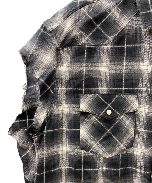 TAKAHIROMIYASHITA TheSoloIst.（タカヒロミヤシタ ザソロイスト）TAKAHIROMIYASHITA TheSoloIst. (タカヒロミヤシタ ザソロイスト) cut off sleeve western shirt ウエスタンノースリーブシャツ ブラック サイズ:46の古着・服飾アイテム