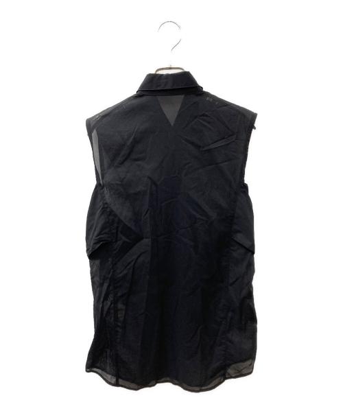 JOHN LAWRENCE SULLIVAN（ジョン ローレンス サリバン）JOHN LAWRENCE SULLIVAN (ジョン ローレンス サリバン) LS COTTON VOILE GATHERS BELT SLEEVELESS SHIRT ブラック サイズ:Sの古着・服飾アイテム