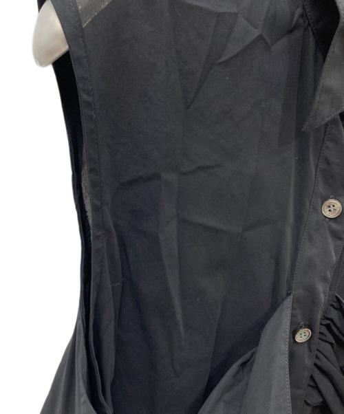 JOHN LAWRENCE SULLIVAN（ジョン ローレンス サリバン）JOHN LAWRENCE SULLIVAN (ジョン ローレンス サリバン) LS COTTON VOILE GATHERS BELT SLEEVELESS SHIRT ブラック サイズ:Sの古着・服飾アイテム