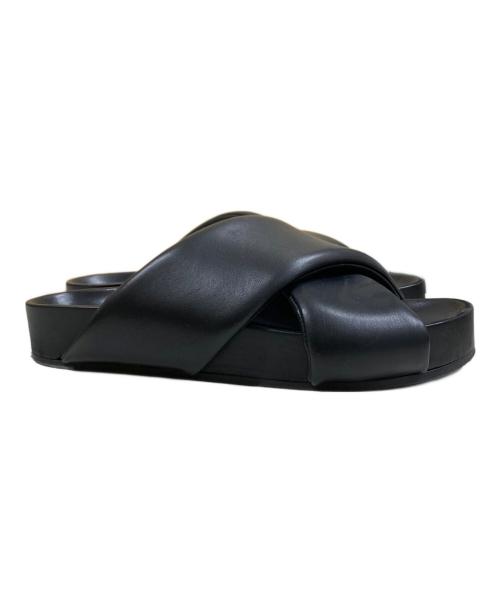JIL SANDER（ジルサンダー）JIL SANDER (ジルサンダー) クロスストラップ スライドサンダル ブラック サイズ:40の古着・服飾アイテム