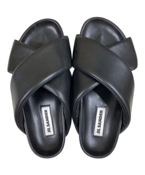 JIL SANDER（ジルサンダー）JIL SANDER (ジルサンダー) クロスストラップ スライドサンダル ブラック サイズ:40の古着・服飾アイテム