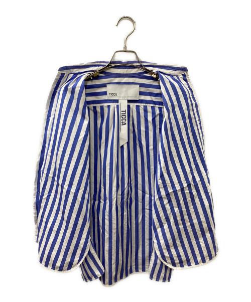 ticca（ティッカ）TICCA (ティッカ) MMN (エムエムエヌ) 別注 スクエアビッグ半袖シャツ ホワイト×ブルー サイズ:Freeの古着・服飾アイテム