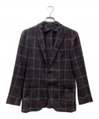 TAGLIATOREタリアトーレ）の古着「ウールシルクリネン チェック2Bジャケット」｜パープル