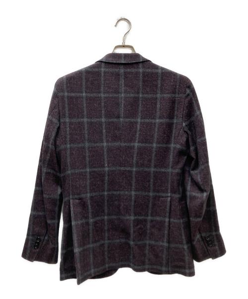 TAGLIATORE（タリアトーレ）TAGLIATORE (タリアトーレ) ウールシルクリネン チェック2Bジャケット パープル サイズ:46の古着・服飾アイテム