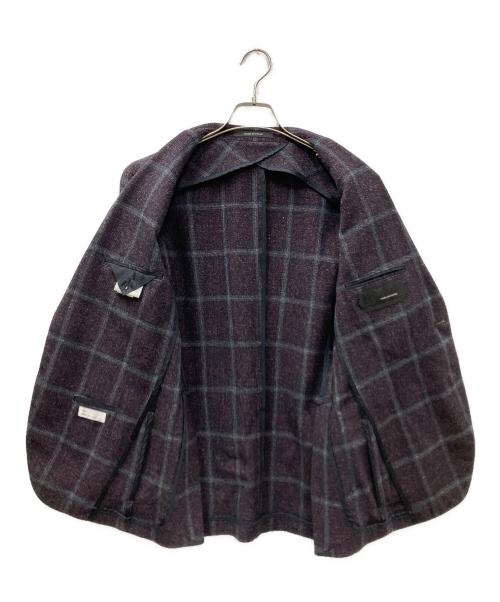 TAGLIATORE（タリアトーレ）TAGLIATORE (タリアトーレ) ウールシルクリネン チェック2Bジャケット パープル サイズ:46の古着・服飾アイテム