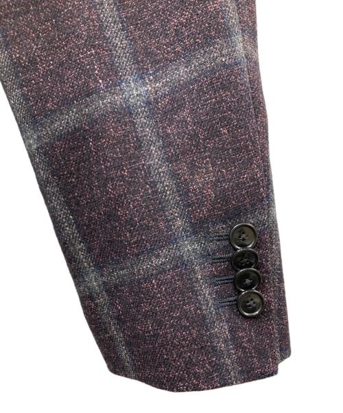 TAGLIATORE（タリアトーレ）TAGLIATORE (タリアトーレ) ウールシルクリネン チェック2Bジャケット パープル サイズ:46の古着・服飾アイテム